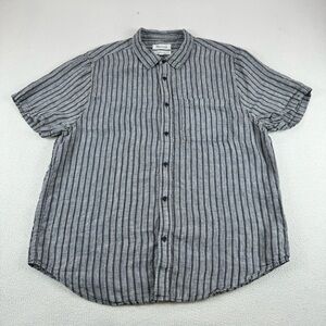 Madewell perfect fit linen shirt men’s size XL gray black striped button up